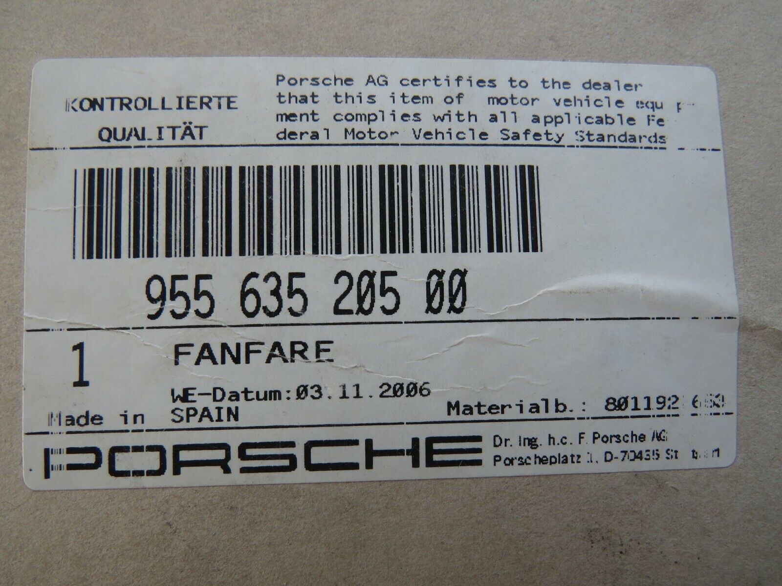 Porsche Cayenne 2003 2004 2005 2006 2007 2008 2009 2010 OEM Lower Tone Horn - Image 12