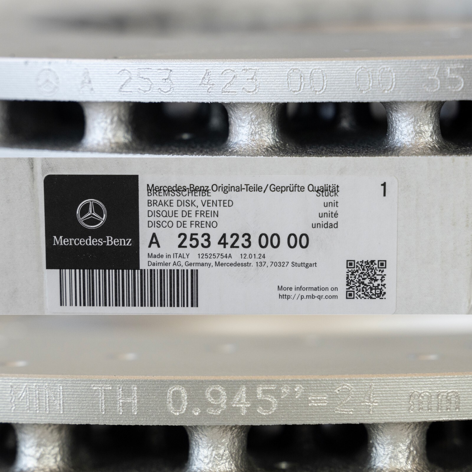 Mercedes GLC63 GLC63s AMG Rear Brake Disc Rotor SET OEM Genuine 2018-2021 - Image 9