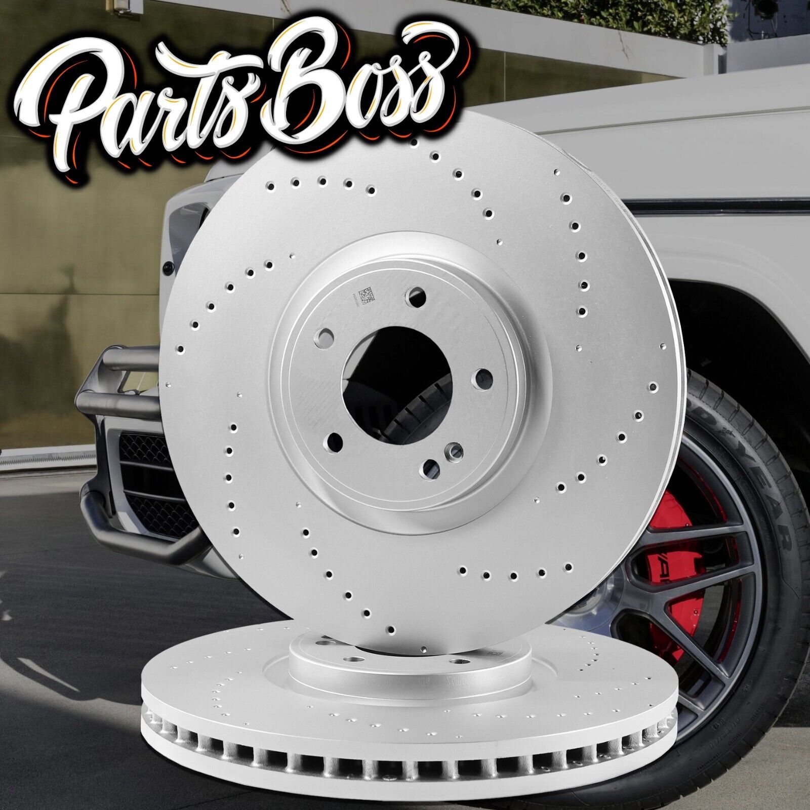 Mercedes G63 AMG Front Brake Disc Rotor Set Cross Drilled OEM 2019-2024 Genuine - Image 13