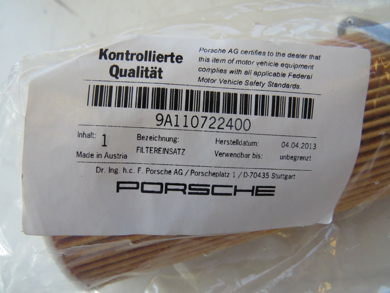 Porsche 2009-2011 2012 2013 2014 2015 2016 2017 2018 2019 2020 OEM Oil Filter – Image 8