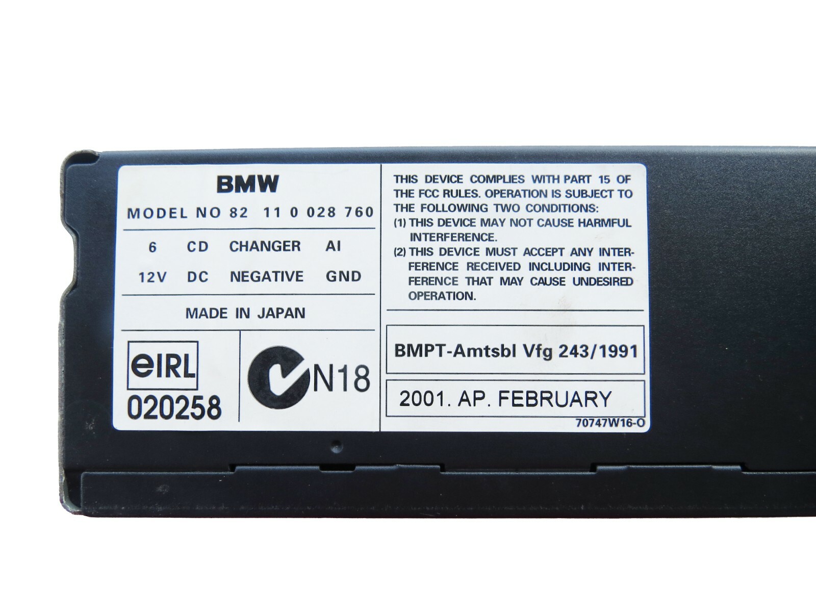 BMW 3 5 Series X3 X5 1990-2008 OEM Trunk CD Changer 6-Disc w/o CD Magazine - Image 10