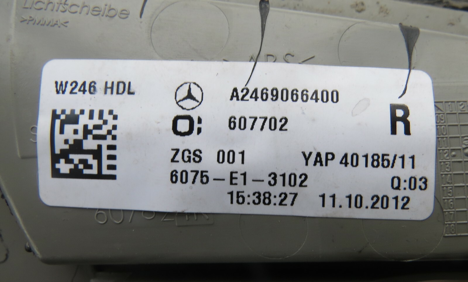 Mercedes-Benz B250 W246 2013- 2015 Inner Tail Light Right Side - Image 5
