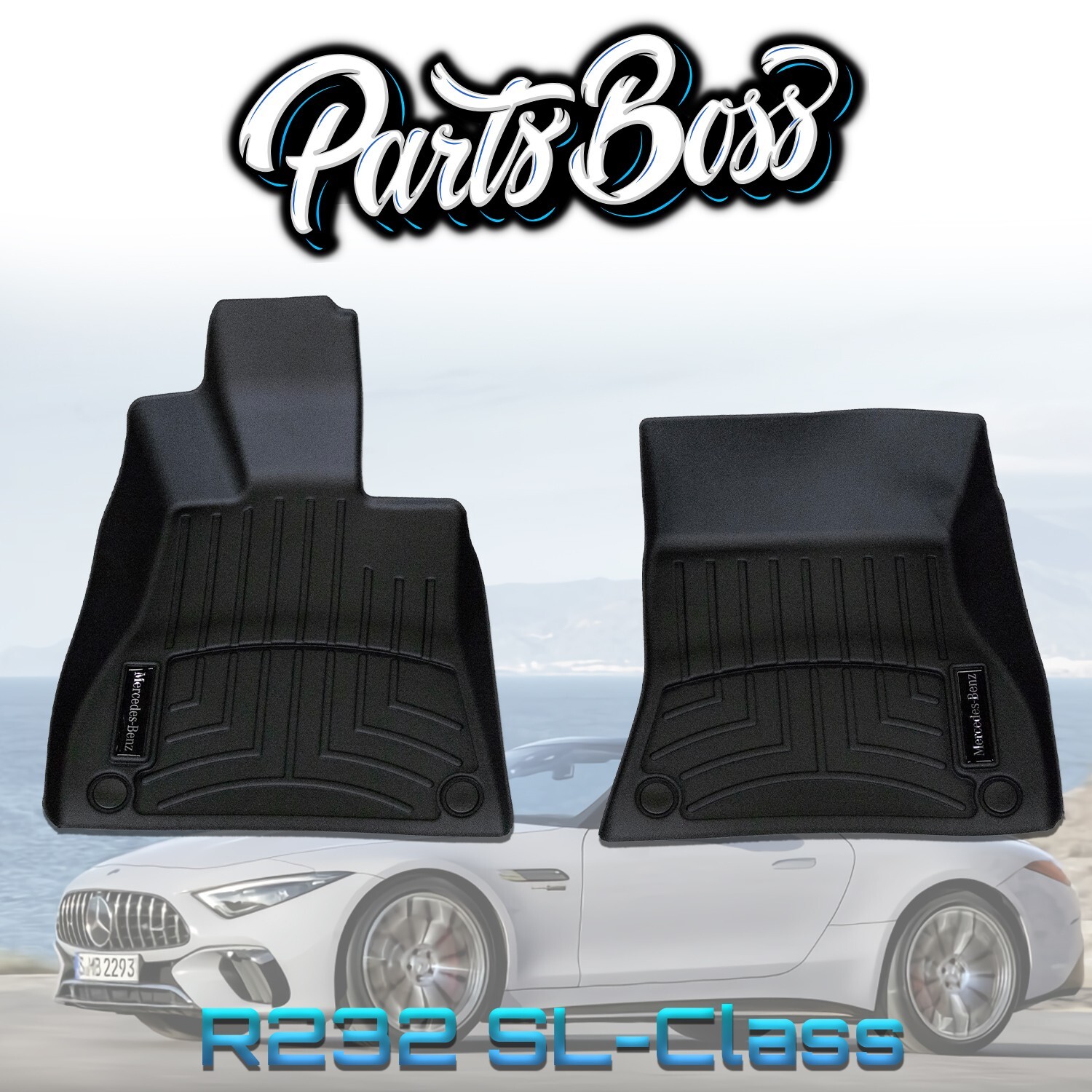 Mercedes SL43 SL55 SL63 AMG All season Floor Mat Tray set Front Genuine R232
