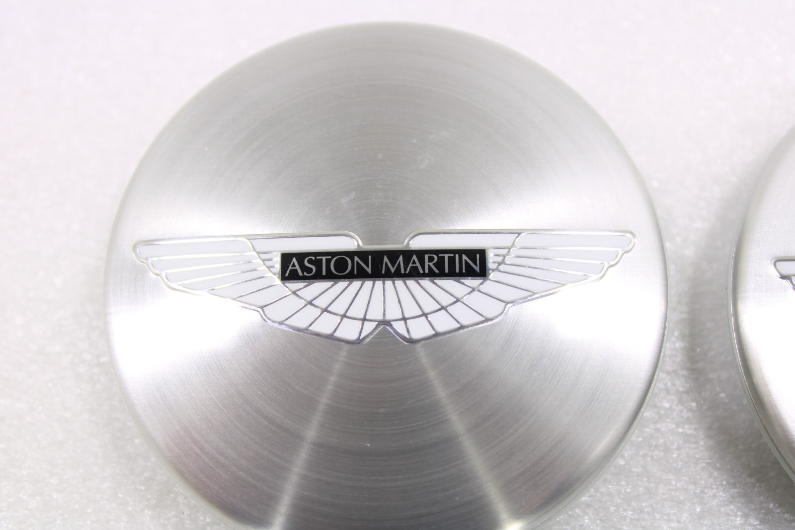 Aston Martin OEM New Wheel Center Cap Brushed Silver Set of 4 Black Insert – Image 2