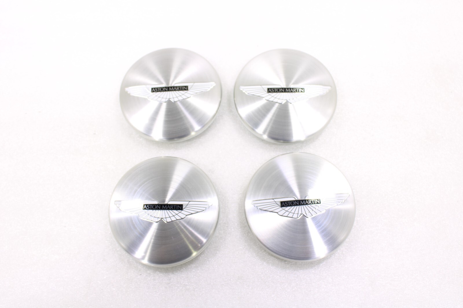 Aston Martin OEM New Wheel Center Cap Brushed Silver Set of 4 Black Insert – Image 3