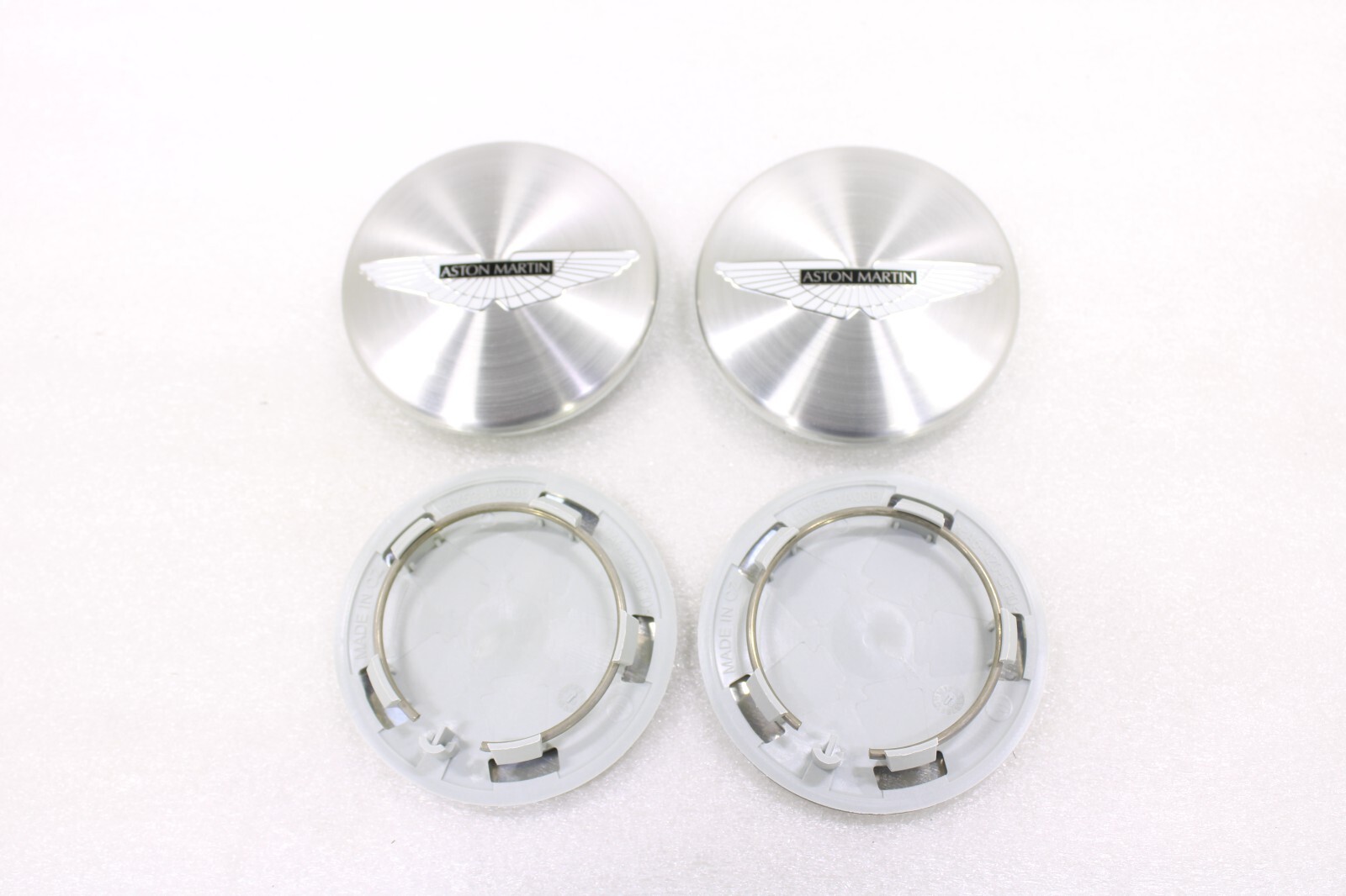 Aston Martin OEM New Wheel Center Cap Brushed Silver Set of 4 Black Insert – Image 5
