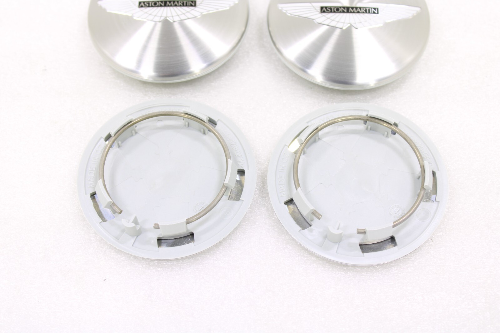 Aston Martin OEM New Wheel Center Cap Brushed Silver Set of 4 Black Insert – Image 6