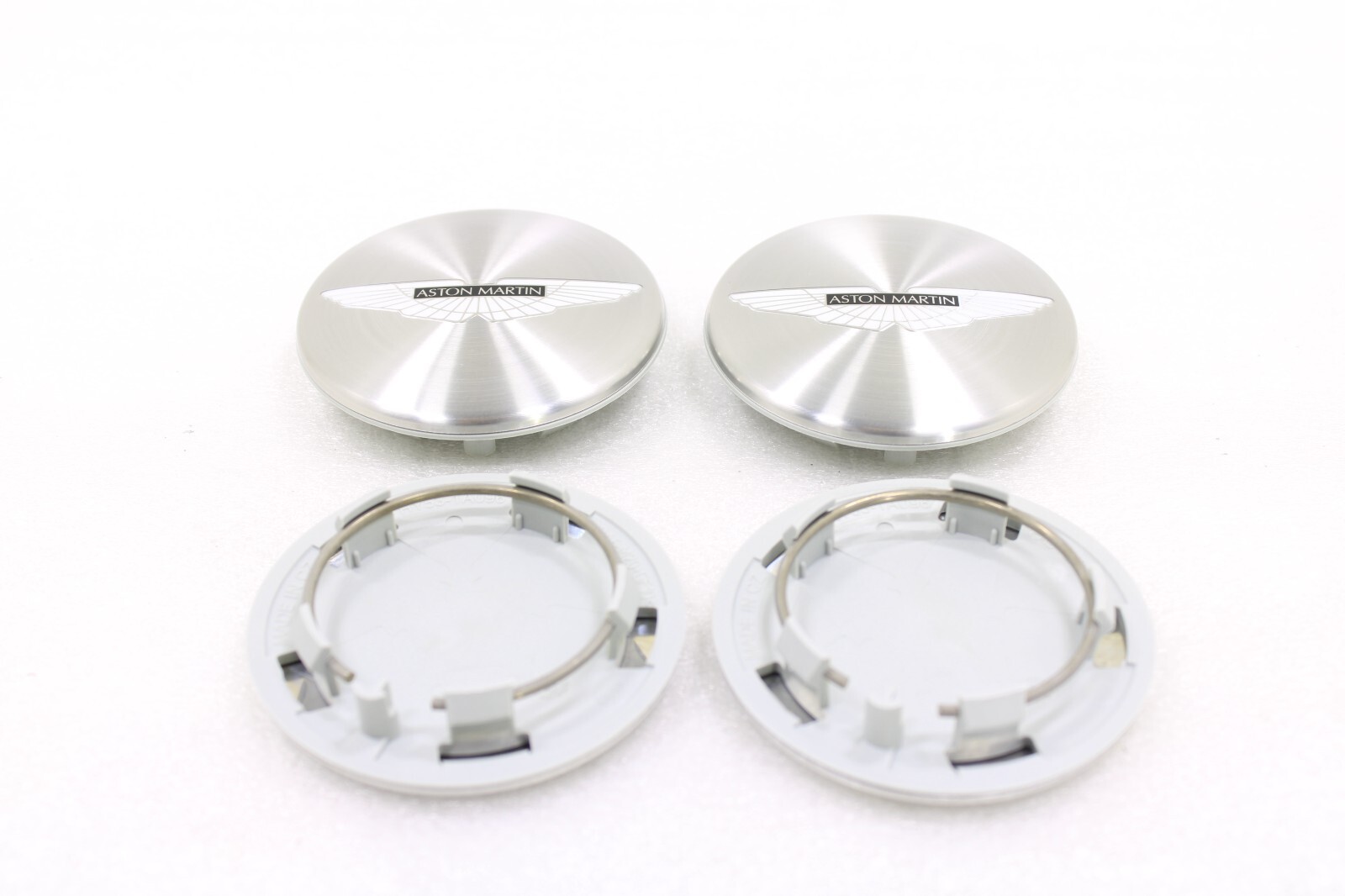 Aston Martin OEM New Wheel Center Cap Brushed Silver Set of 4 Black Insert – Image 8