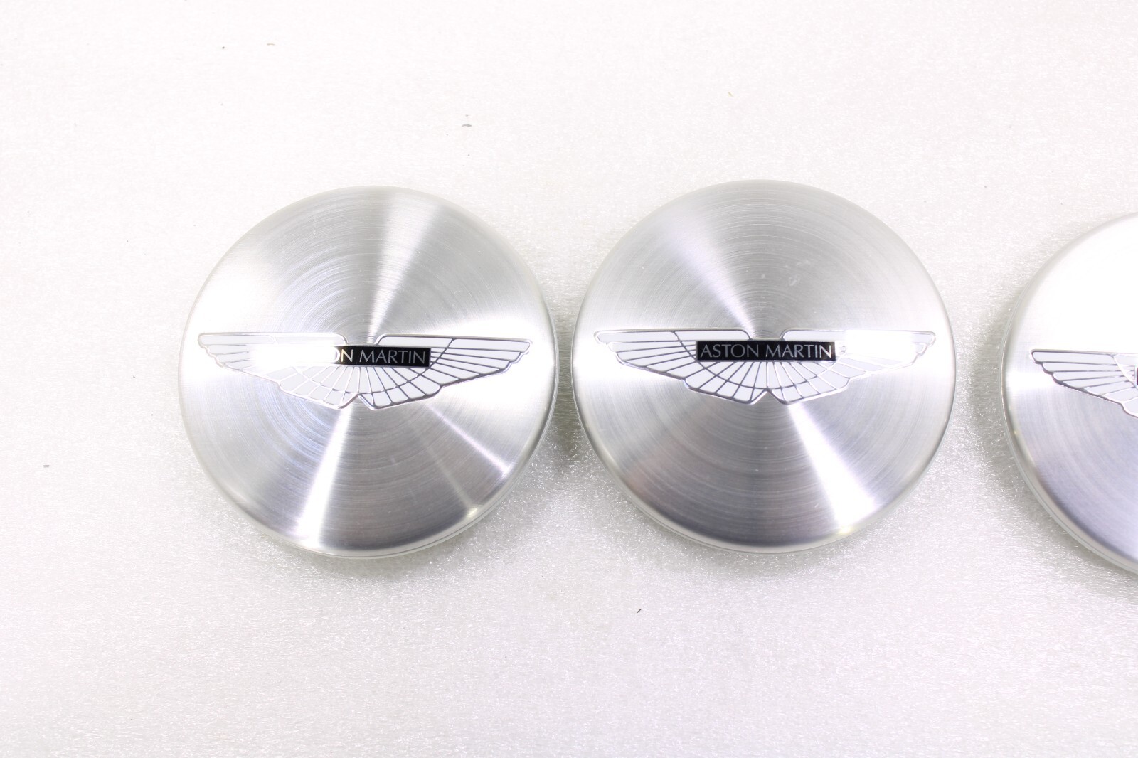 Aston Martin OEM New Wheel Center Cap Brushed Silver Set of 4 Black Insert – Image 9