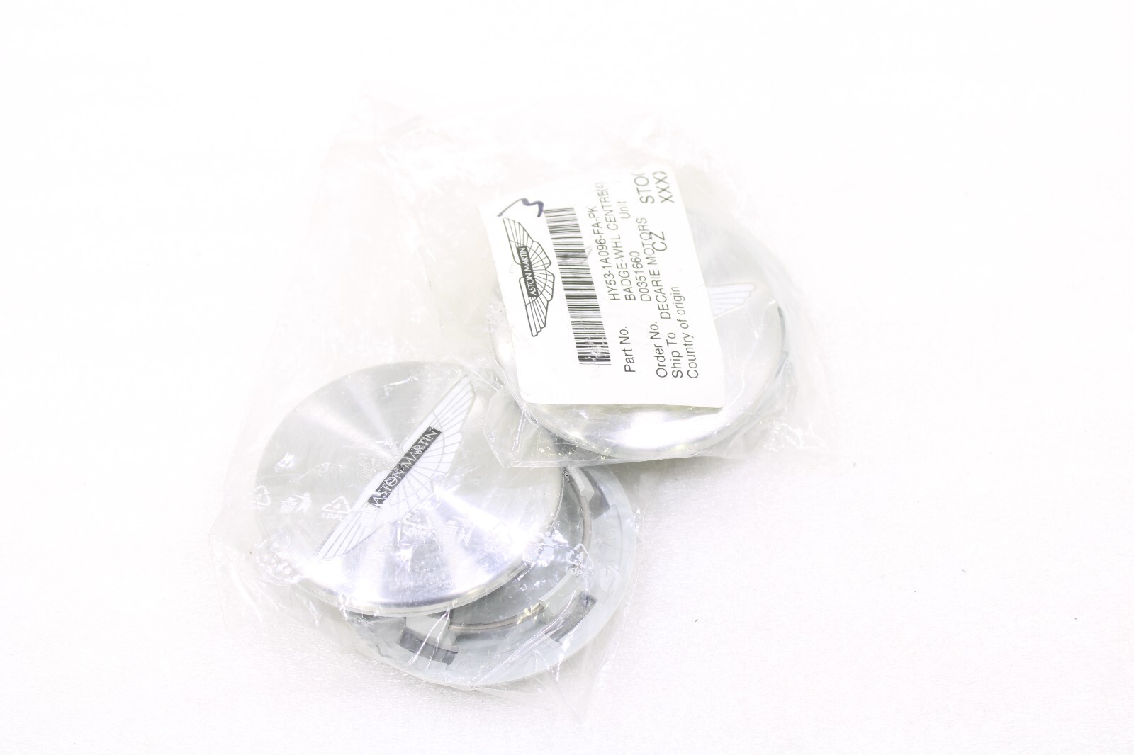 Aston Martin OEM New Wheel Center Cap Brushed Silver Set of 4 Black Insert – Image 11