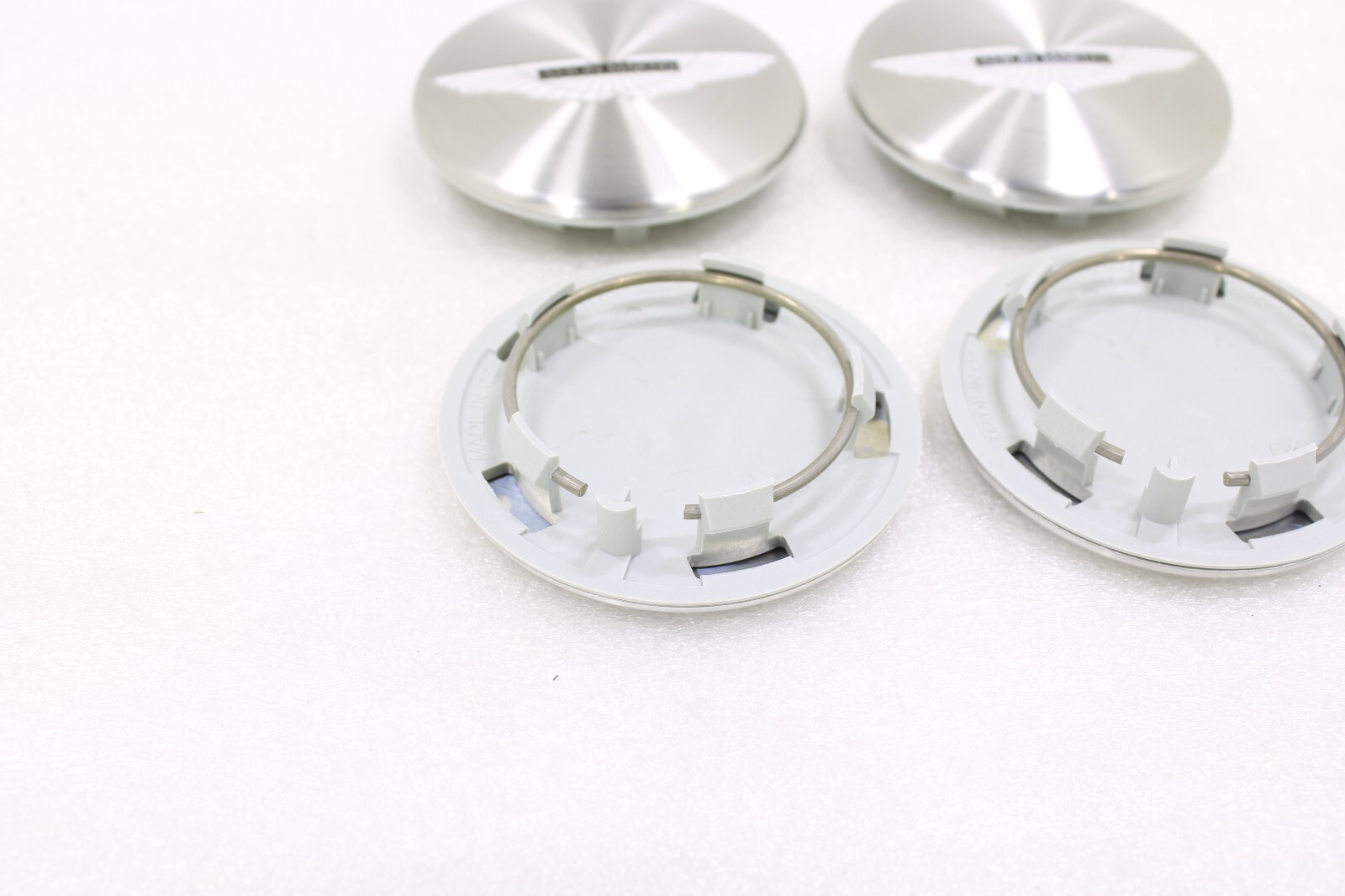 Aston Martin OEM New Wheel Center Cap Brushed Silver Set of 4 Black Insert – Image 14