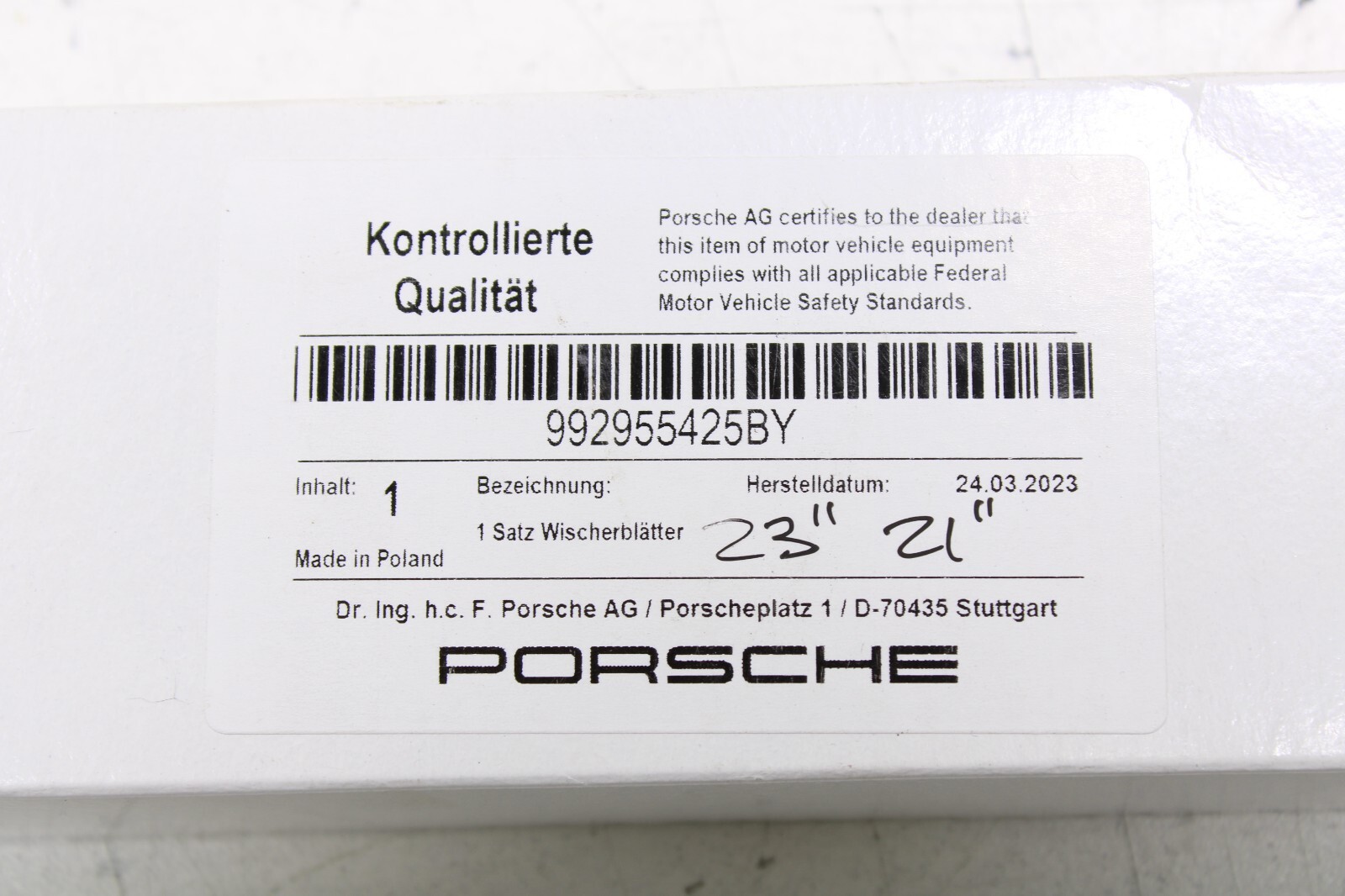 Porsche 911 2020-2023 OEM NEW Window Wiper Blade Set of 2 Front – Image 2