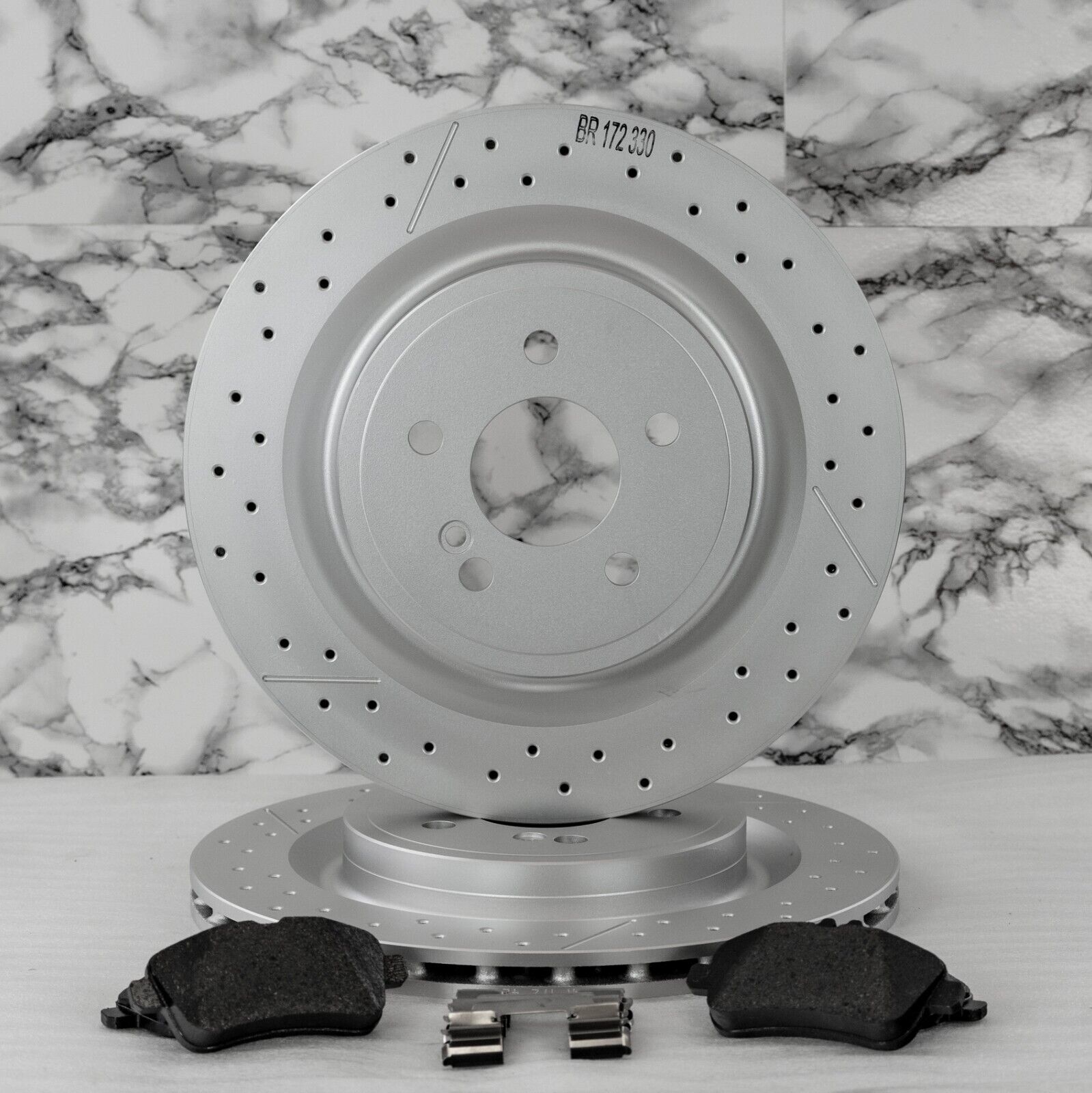 Mercedes CLA45 GLA45 SLC43 SLK55 Rear Brake Disc Rotor & Pad set OEM 2014-2020