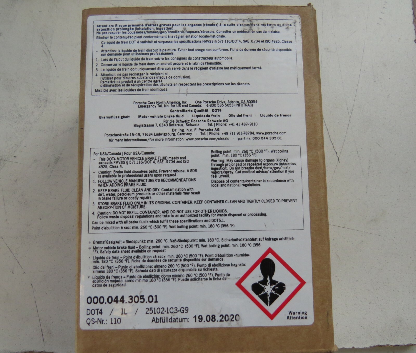 Porsche OEM NEW Brake Fluid 1L DOT 4 – Image 7