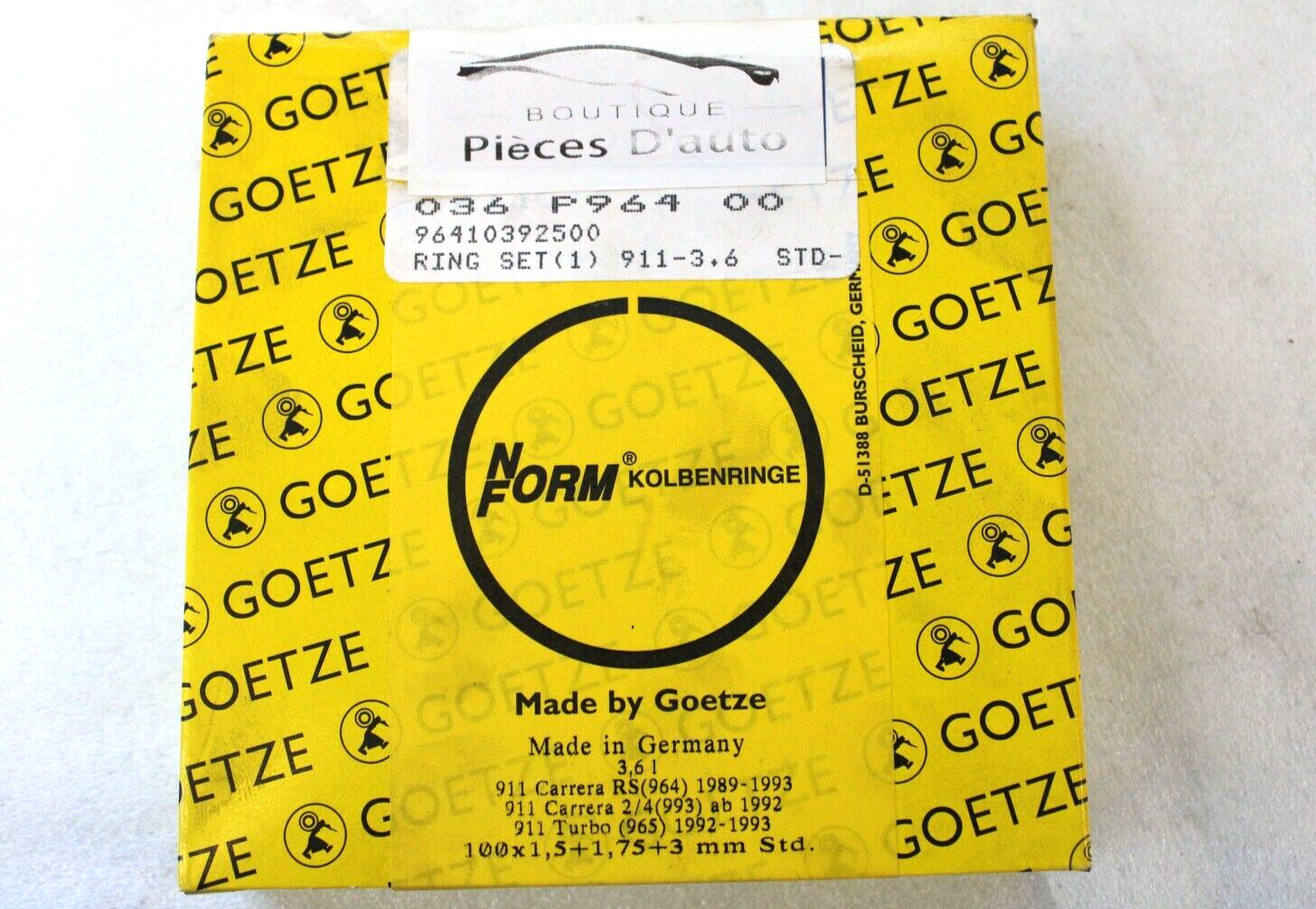 Porsche 911 3.6L 1990- 1994 OEM Piston Rings (100mm) 1 Set of 3 Rings – Image 2