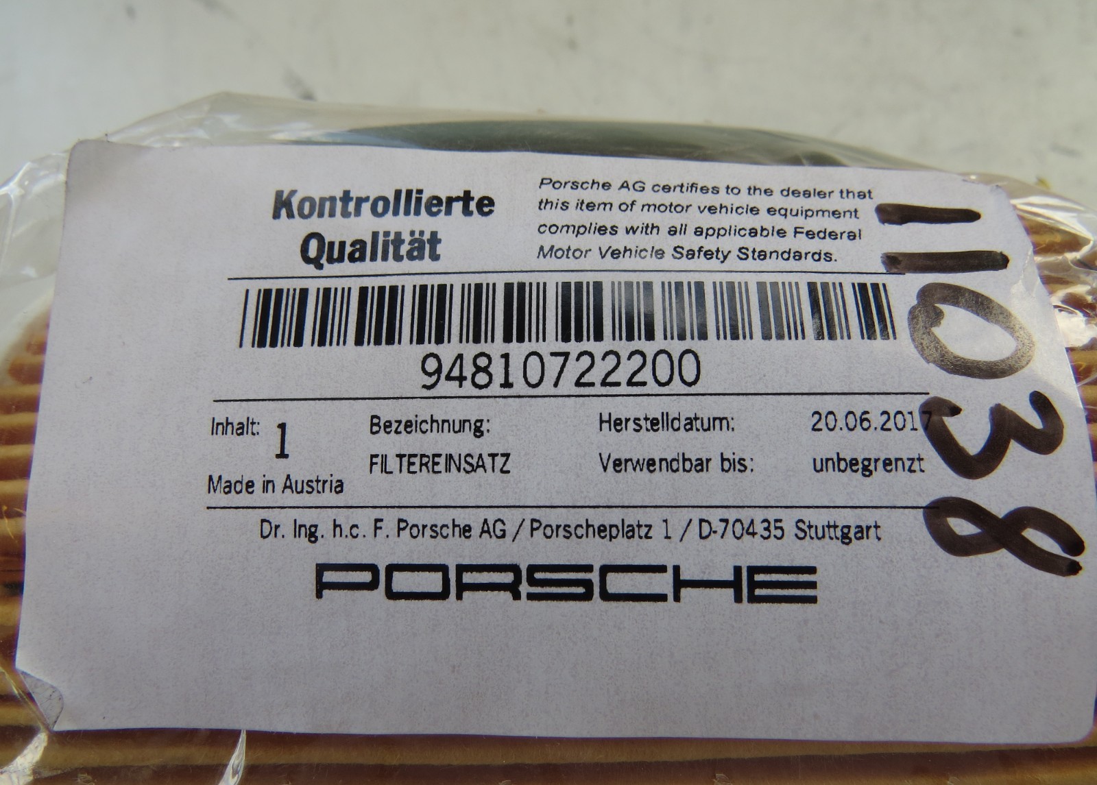 Porsche 911 Cayenne Macan Panamera 2008-2025 OEM Oil Filter - Image 6