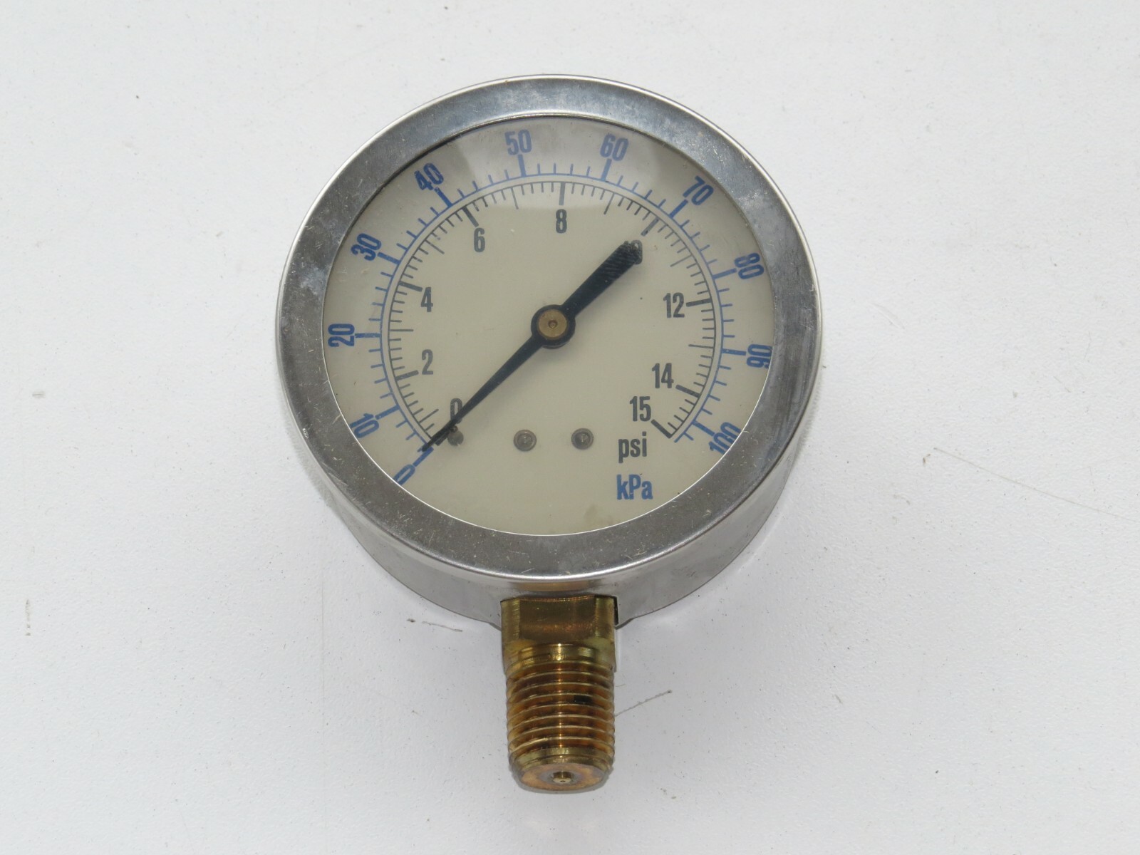 Winter Dual Scale Glycerin Filled Pressure Gauge 0-15 psi/kpa 2-1/2 in Dial - Image 2