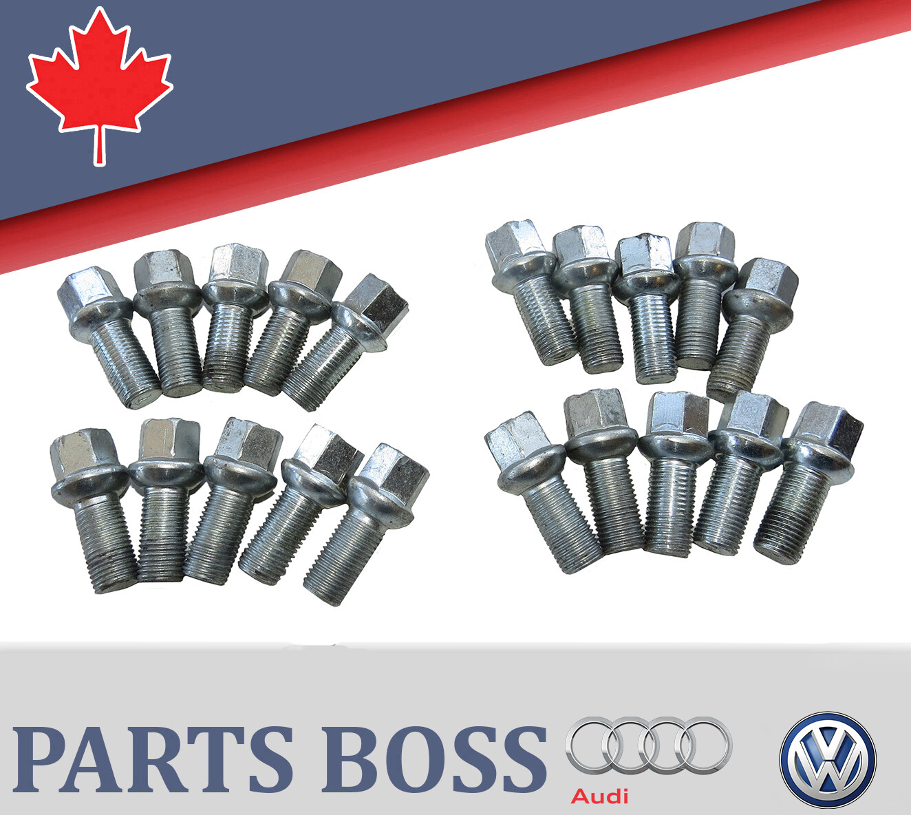 Audi Volkswagen 1996-2021 OEM Lug Bolts Set (x20) M14 x 1.5 x 27mm WHT002437
