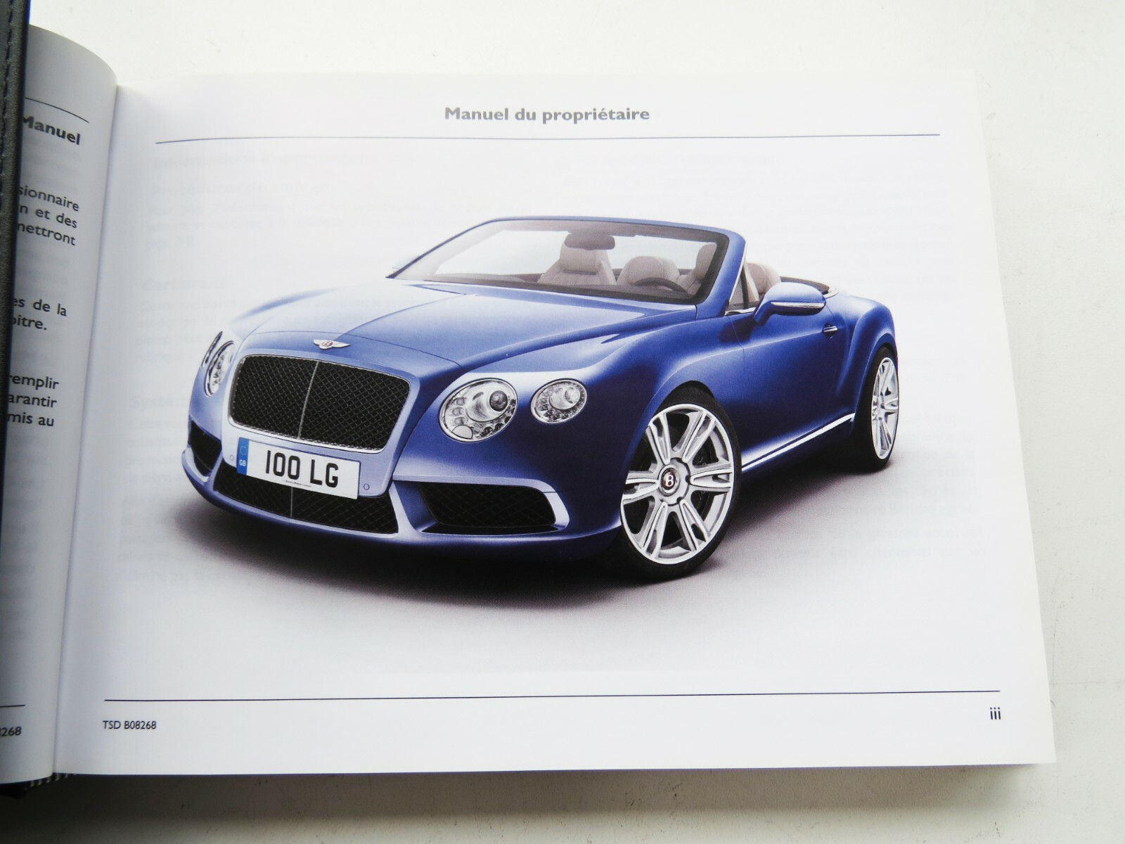 Bentley Continental GTC V8 2013-2017 OEM Owner's Manual in FRENCH - Image 6