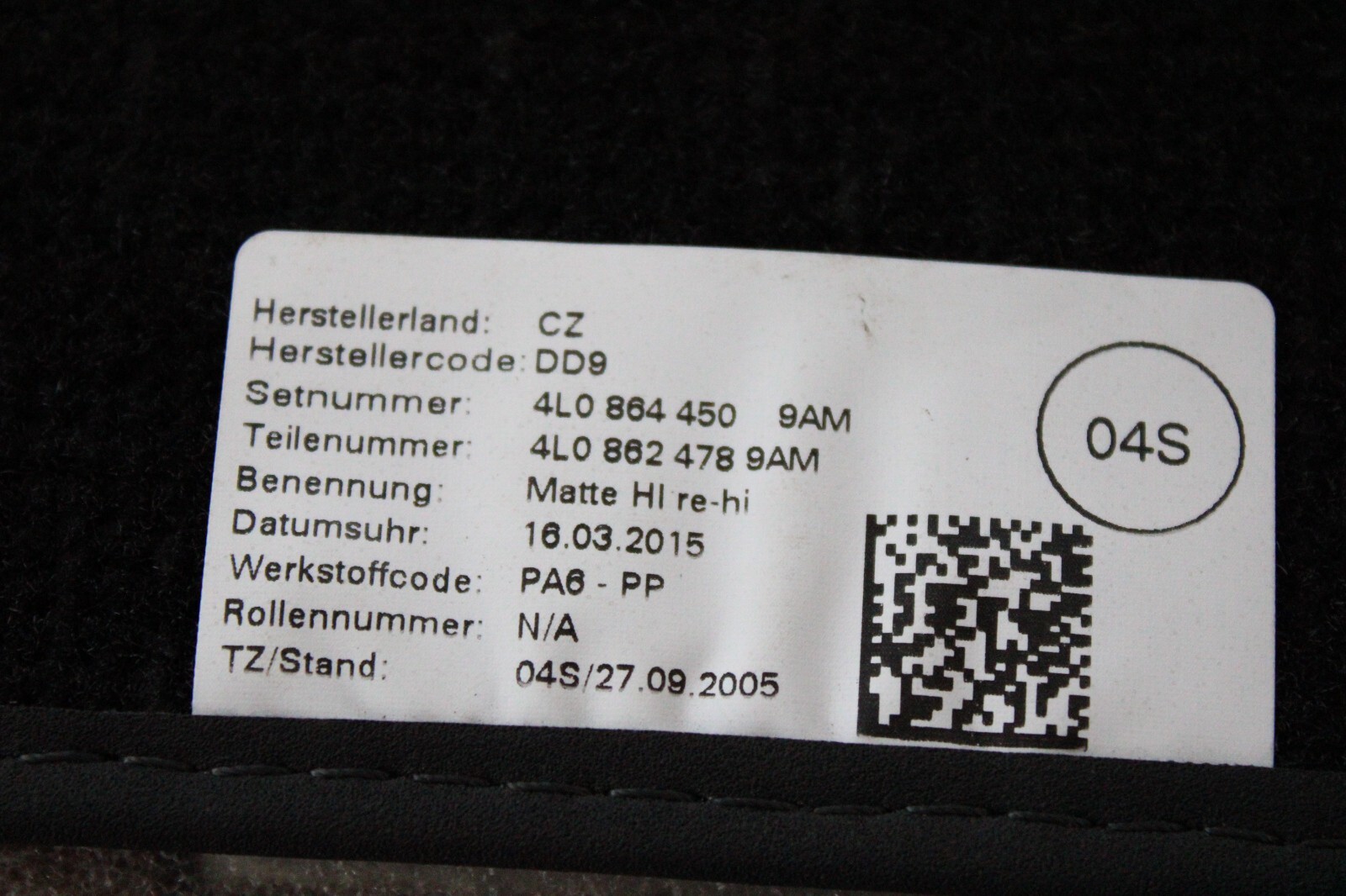 Audi Q7 OEM Set of 2 Rear Floor Mats - Image 10
