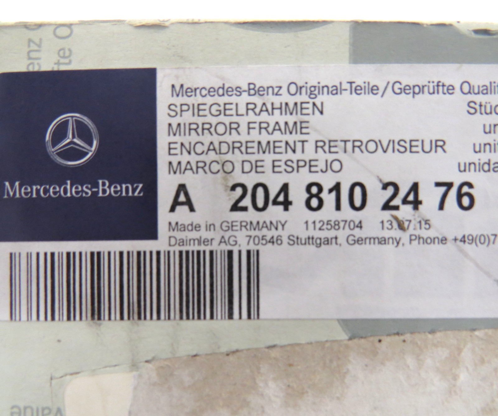 Mercedes C-Class 2012-2015 OEM Side View Mirror Frame Right (Passenger Side) - Image 6