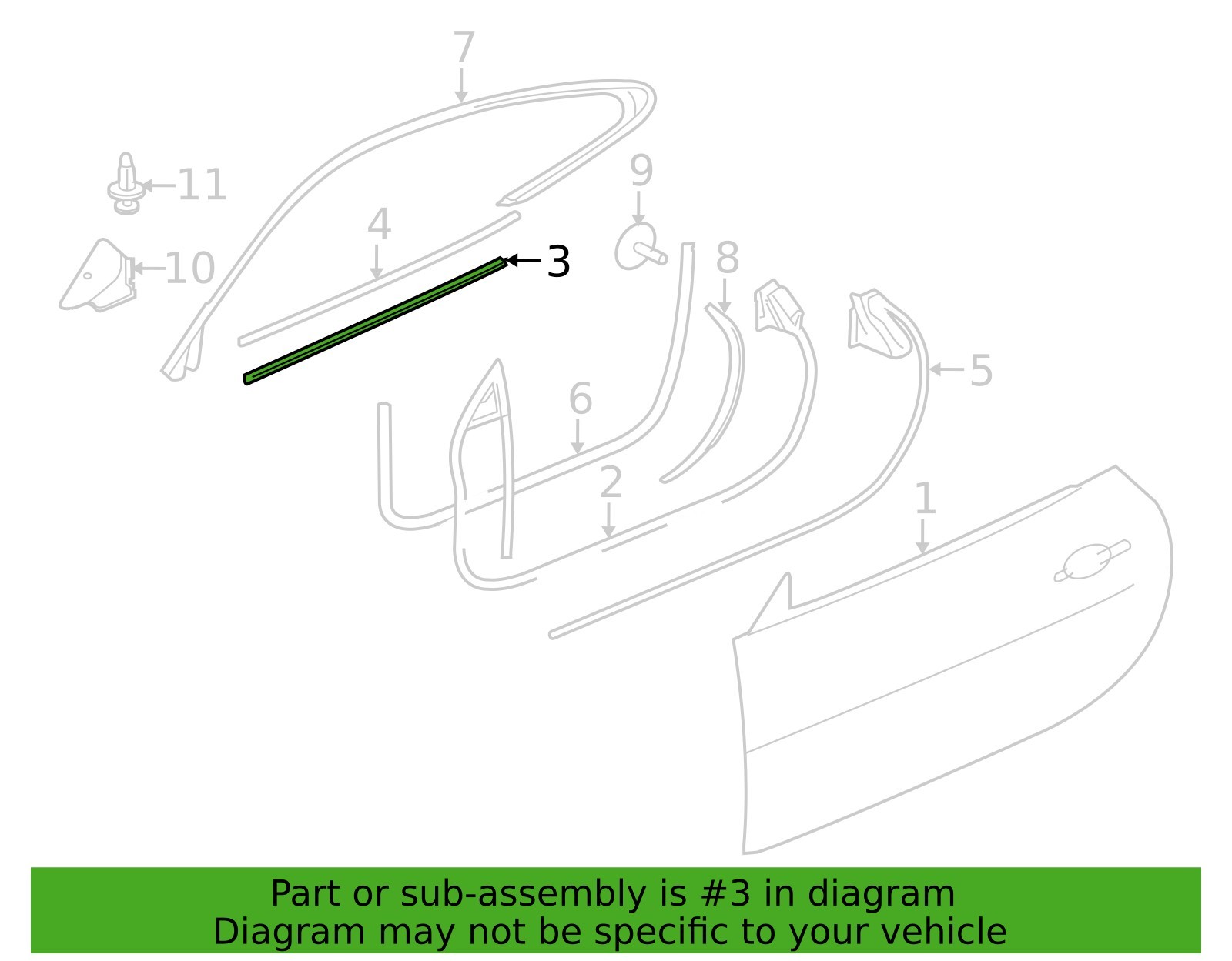 Jaguar XK XKR XKR-S X150 2007-2015 OEM NEW Door Window Weatherstrip Front Right – Image 2